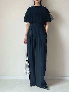 「THE YOn（ザヨン）のスリングバックニュアンスフラットミュール（サンダル）」を使った、haru さん（レディース・162cm）の夏コーディネート