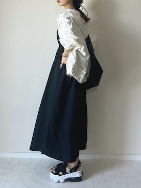 「tiptop（ティップトップ）のビッグシルエットマウンテンパーカー（マウンテンパーカー、ホワイト系）」を使った、haru さん（レディース・162cm）の春コーディネート