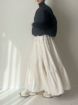 「アイテム（ダウンベスト）」を使った、haru さん（レディース・162cm）の秋コーディネート