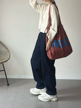 「アイテム（トートバッグ）」を使った、haru さん（レディース・162cm）の秋コーディネート