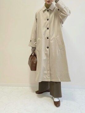 「スクエアトゥ」｜「アイテム（ステンカラーコート）」を使った、haru さん（レディース・162cm）の冬コーディネート