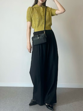 「アイテム（スラックス）」を使った、haru さん（レディース・162cm）の秋コーディネート