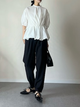 「アイテム（シュシュ）」を使った、haru さん（レディース・162cm）の秋コーディネート