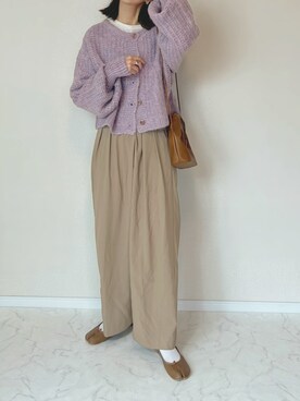 「lawgy（ラウジー）のpleats shoulder bag（ショルダーバッグ）」を使った、haru さん（レディース・162cm）の秋コーディネート