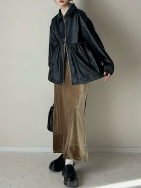 「アイテム（スカート）」を使った、haru さん（レディース・162cm）の秋コーディネート