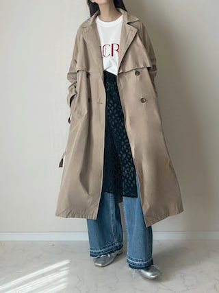 「tiptop（ティップトップ）のボリューム袖ベルト付きトレンチコート（トレンチコート）」を使った、haru さん（レディース・162cm）の春コーディネート