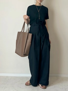 「ハイウエスト」｜「アイテム（Tシャツ/カットソー）」を使った、haru さん（レディース・162cm）の夏コーディネート