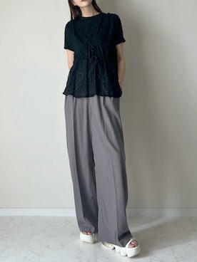 「アイテム（ベスト）」を使った、haru さん（レディース・162cm）の夏コーディネート