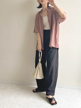 「アイテム（セットアップ、ピンク系）」を使った、haru さん（レディース・162cm）の夏コーディネート