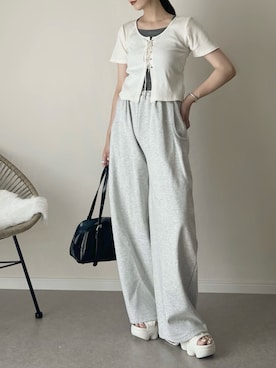 「アイテム（Tシャツ/カットソー）」を使った、haru さん（レディース・162cm）の夏コーディネート