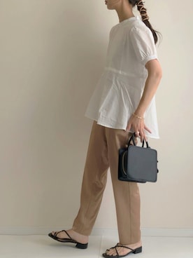 「サテンパンツ」｜「アイテム（チュニック）」を使った、haru さん（レディース・162cm）の夏コーディネート