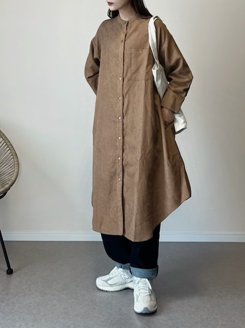 セール】バックリボンコーデュロイロングシャツワンピース（シャツ