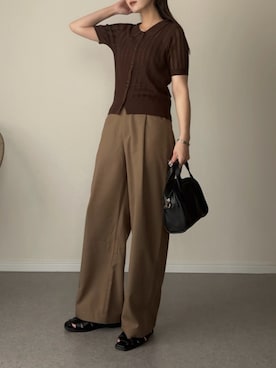 「しまむら（シマムラ）のアイテム（パンツ、ベージュ系）」を使った、haru さん（レディース・162cm）の夏コーディネート