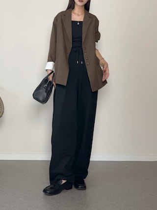 「 hellam(へラム)の裏毛2タックパンツ(スウェットパンツ)」を使った、haru さん(レディース・162cm)の秋コーディネート