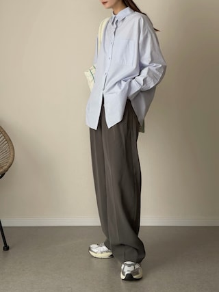 「select MOCA（セレクトモカ）の【4サイズ展開】ハイウエストセンタープレススラックス（スラックス）」を使った、haru さん（レディース・162cm）の春コーディネート