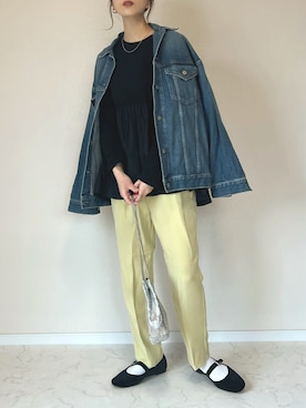 「Samansa Mos2 blue（サマンサモスモスブルー）のアイテム（パンツ）」を使った、haru さん（レディース・162cm）の春コーディネート