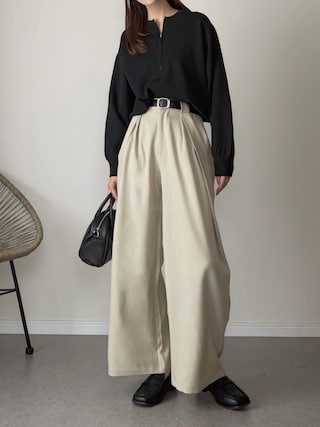 「RANAN(ラナン)のウール調ループデザインタックパンツ(その他パンツ)」を使った、haru さん(レディース・162cm)の秋コーディネート