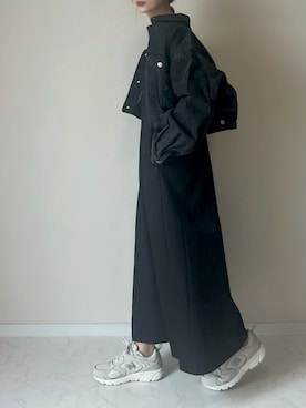 「tiptop（ティップトップ）の[丈が選べる]デニムGジャン（デニムジャケット、ブラック系）」を使った、haru さん（レディース・162cm）の春コーディネート