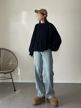 「アイテム（キャップ）」を使った、haru さん（レディース・162cm）の冬コーディネート