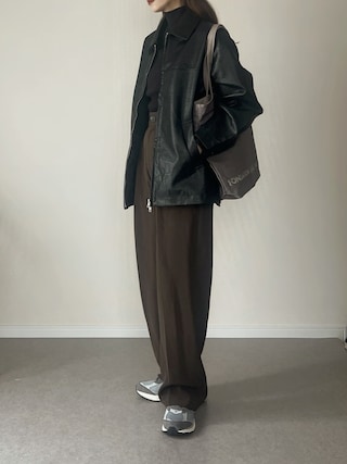 「tiptop（ティップトップ）の【ZOZO限定アイテム/セットアップ対応】合皮ダブルジップブルゾン（ブルゾン）」を使った、haru さん（レディース・162cm）の冬コーディネート