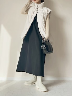 「アイテム（ダウンジャケット/コート）」を使った、haru さん（レディース・162cm）の冬コーディネート