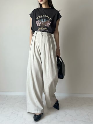 「Java（ジャバ）の《Javaジャバコラボ》チュールレイヤード＆グラフィックプリントTシャツ2点セットが嬉しい♪マルチウェイバックティアード レースチュール＆ロックT（Tシャツ/カットソー）」を使った、haru さん（レディース・162cm）の夏コーディネート