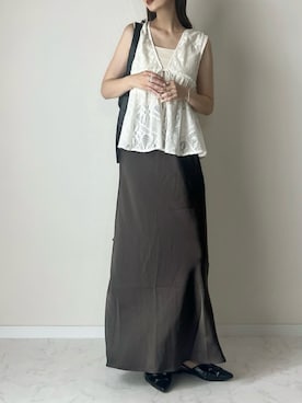 「アイテム（ベスト）」を使った、haru さん（レディース・162cm）の夏コーディネート