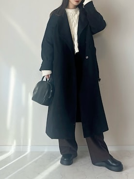 「アイテム（チェスターコート）」を使った、haru さん（レディース・162cm）の秋コーディネート