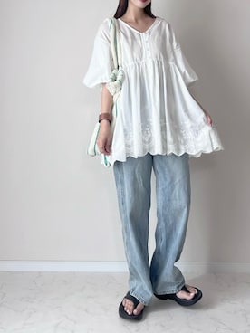 「アイテム（トートバッグ）」を使った、haru さん（レディース・162cm）の夏コーディネート