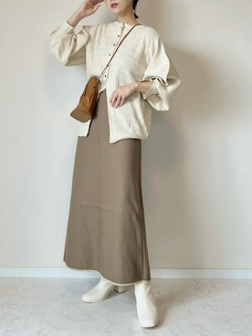 「lawgy（ラウジー）のpleats shoulder bag（ショルダーバッグ）」を使った、haru さん（レディース・162cm）の秋コーディネート