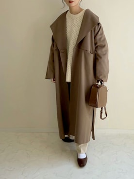 「スクエアトゥ」｜「アイテム（チェスターコート）」を使った、haru さん（レディース・162cm）の冬コーディネート