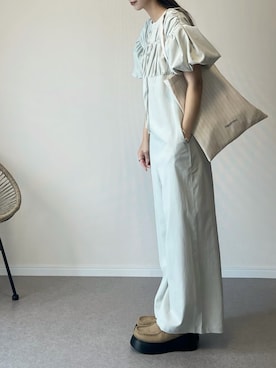「アイテム（つなぎ/オールインワン、グリーン系）」を使った、haru さん（レディース・162cm）の夏コーディネート