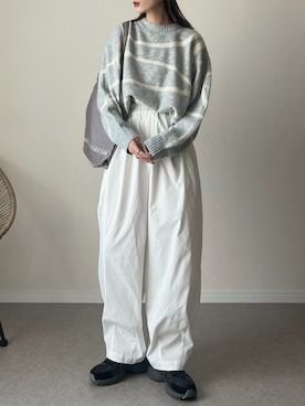 「NAVY（ネイビー）のアイテム」を使った、haru さん（レディース・162cm）の冬コーディネート