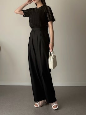 「しまむら（シマムラ）のアイテム（トップス、ブラック系）」を使った、haru さん（レディース・162cm）の夏コーディネート