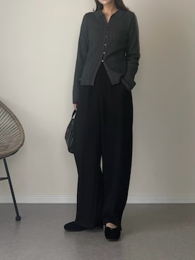 「しまむら（シマムラ）のアイテム（ニット/セーター、グレー系）」を使った、haru さん（レディース・162cm）の秋コーディネート