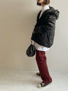 「ジャックパーセル」｜「アイテム（ダウンジャケット/コート）」を使った、haru さん（レディース・162cm）の秋コーディネート