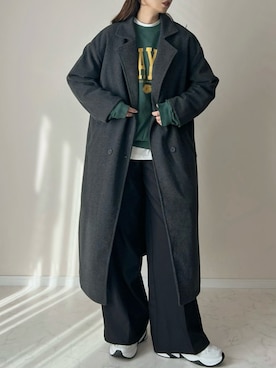 「アイテム（チェスターコート）」を使った、haru さん（レディース・162cm）の秋コーディネート