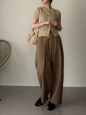 「しまむら（シマムラ）のアイテム（カーディガン/ボレロ、ベージュ系）」を使った、haru さん（レディース・162cm）の夏コーディネート