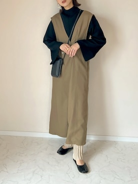 「アイテム（ワンピース/ドレス、グリーン系）」を使った、haru さん（レディース・162cm）の秋コーディネート