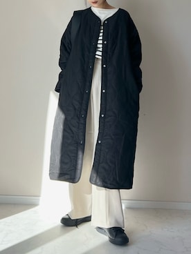 「アイテム（ノーカラーコート）」を使った、haru さん（レディース・162cm）の秋コーディネート