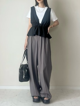 「アイテム（ボストンバッグ）」を使った、haru さん（レディース・162cm）の夏コーディネート