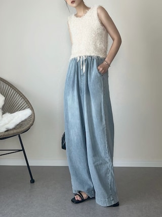 「tiptop（ティップトップ）のラメフェザー2wayベスト（ベスト）」を使った、haru さん（レディース・162cm）の夏コーディネート