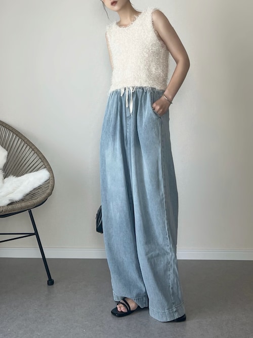 「tiptop（ティップトップ）のラメフェザー2wayベスト（ベスト）」を使った、haru さん（レディース・162cm）の夏コーディネート