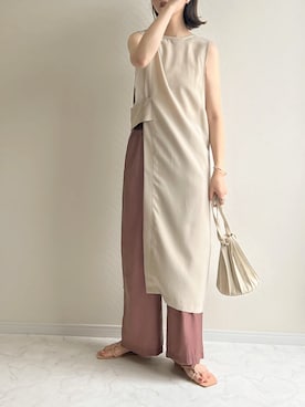 「アイテム（セットアップ、ピンク系）」を使った、haru さん（レディース・162cm）の夏コーディネート