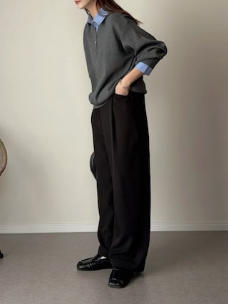 「select MOCA（セレクトモカ）のシャツカラードッキングニット（ニット/セーター）」を使った、haru さん（レディース・162cm）の春コーディネート