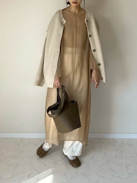 「サテンパンツ」｜「アイテム（ワンピース）」を使った、haru さん（レディース・162cm）の秋コーディネート