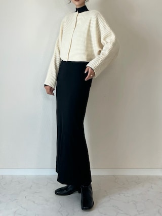 「select MOCA by son(セレクトモカバイソン)の【サイズ展開あり】フィンガースリーブプチハイリブワンピース(ワンピース)」を使った、haru さん(レディース・162cm)の冬コーディネート