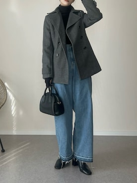 「アイテム（ピーコート）」を使った、haru さん（レディース・162cm）の秋コーディネート