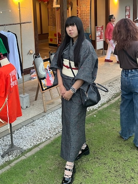 「着物」｜川芝ミツルさん（レディース・166cm）の夏コーディネート