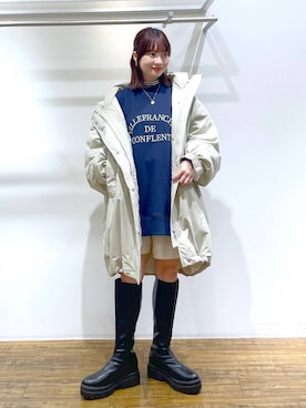 「LOWRYS FARM（ローリーズファーム）のステンレスプレートネックレス　973053（ネックレス）」を使った、narumiさん（レディース・151cm）の秋コーディネート